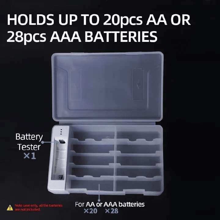 Smart Battery Storage Organizer 48-Piece Case with Tester for AA AAA Black