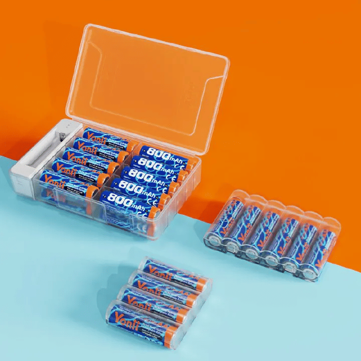 Smart Battery Storage Organizer 48-Piece Case with Tester for AA AAA Black
