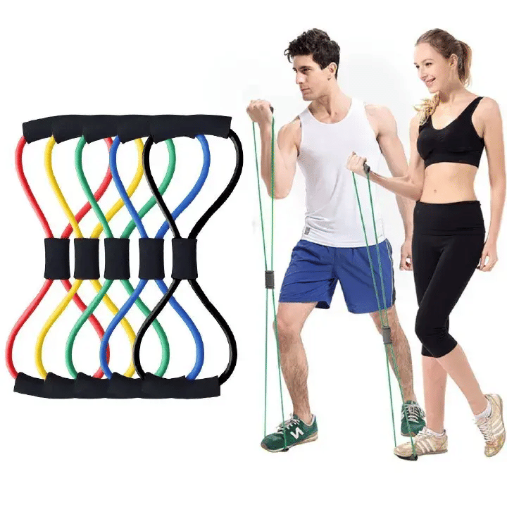 8-Word Chest Expander Rope 1-Piece Rubber Elastic Resistance Band for Yoga Black