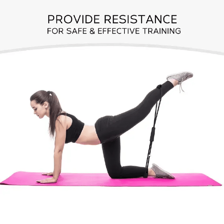8-Word Chest Expander Rope 1-Piece Rubber Elastic Resistance Band for Yoga Black