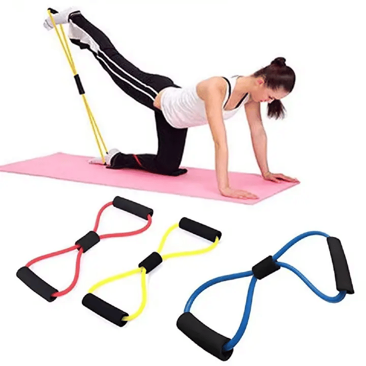 8-Word Chest Expander Rope 1-Piece Rubber Elastic Resistance Band for Yoga Black