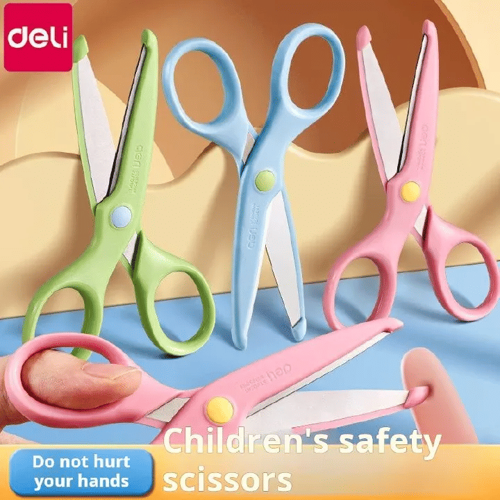 Children's Safety Scissors Cute Design Red Blue Green Paper-Cutting Tool