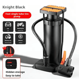 Knight Black Foot-Operated Single-Tube Tire Pump Multifunctional Car Motorcycle Bike Balloon Pump with Nozzle Tips