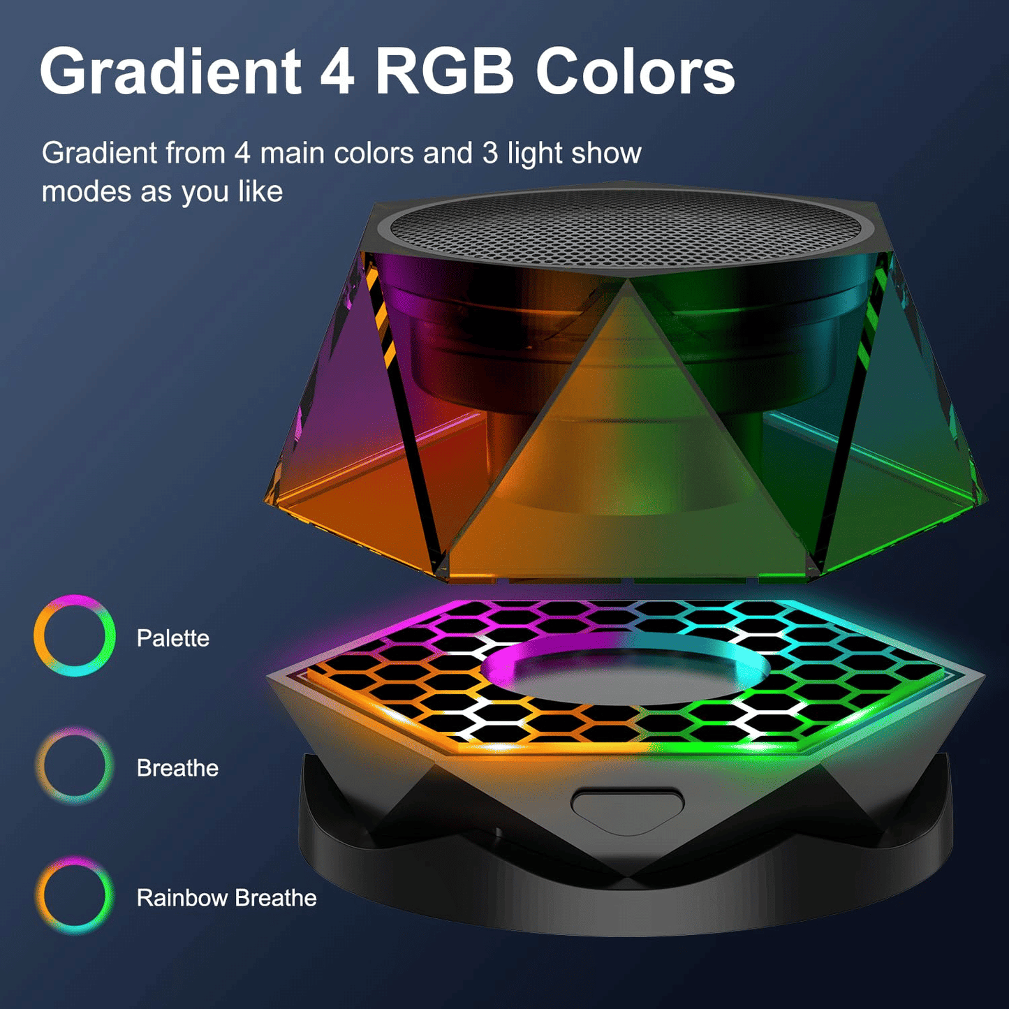 Mini Magnetic RGB Bluetooth Speaker, Diamond Design, Phone Stand, TWS Pairing