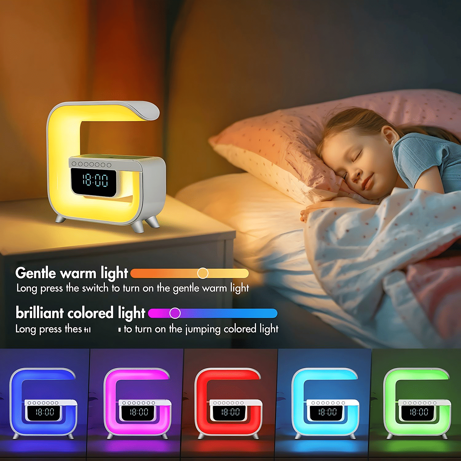 Multi-functional 15W Fast Wireless Charger, RGB Night Light, Bluetooth Speaker Stand
