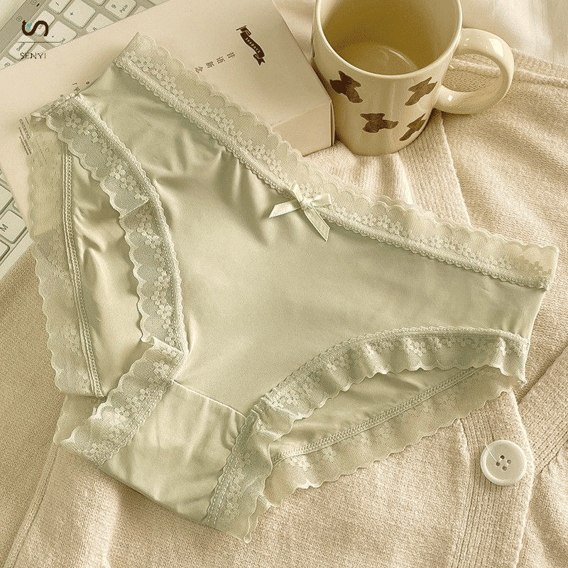 SENYI 7-Pack Ice Silk Seamless Breathable Quick-Dry Low-Waist Lace Panties