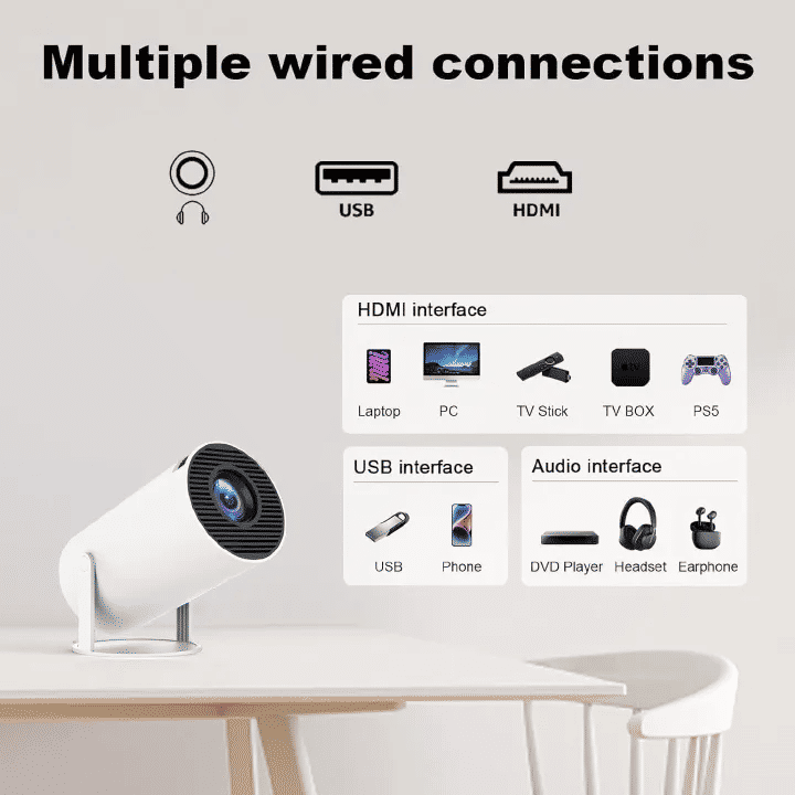 HY300 Pro+ 1080P Full HD Portable Projector 12000 Lumens Android 11.0 WiFi Bluetooth