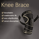 Copper Knee Brace with Strap Black Compression Sleeve for Stability Nylon Blend