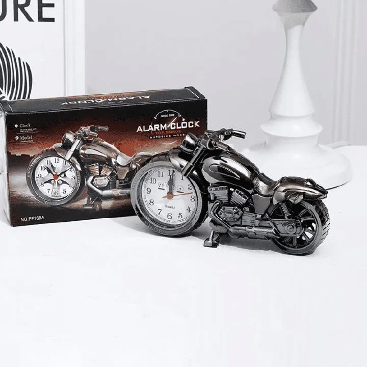 Retro Motorcycle Alarm Clock Creative Desk Decor Plastic Quartz Movement Battery Powered