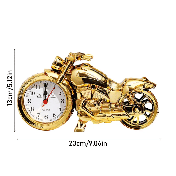 Retro Motorcycle Alarm Clock Creative Desk Decor Plastic Quartz Movement Battery Powered