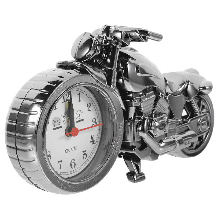 Retro Motorcycle Alarm Clock Creative Desk Decor Plastic Quartz Movement Battery Powered