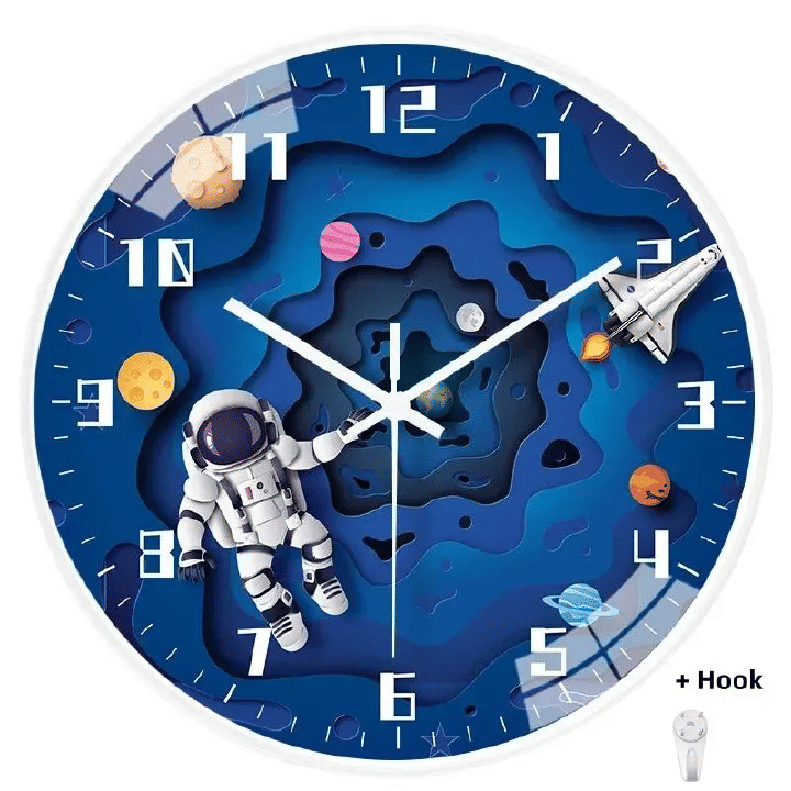 8in Astronaut Creative Wall Clock Silent Quartz Movement Plastic Glass Modern Home