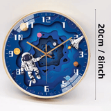 8in Astronaut Creative Wall Clock Silent Quartz Movement Plastic Glass Modern Home