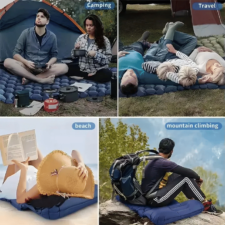 Ultralight Camping Inflatable Sleeping Pad With Built-In Pump Pillow