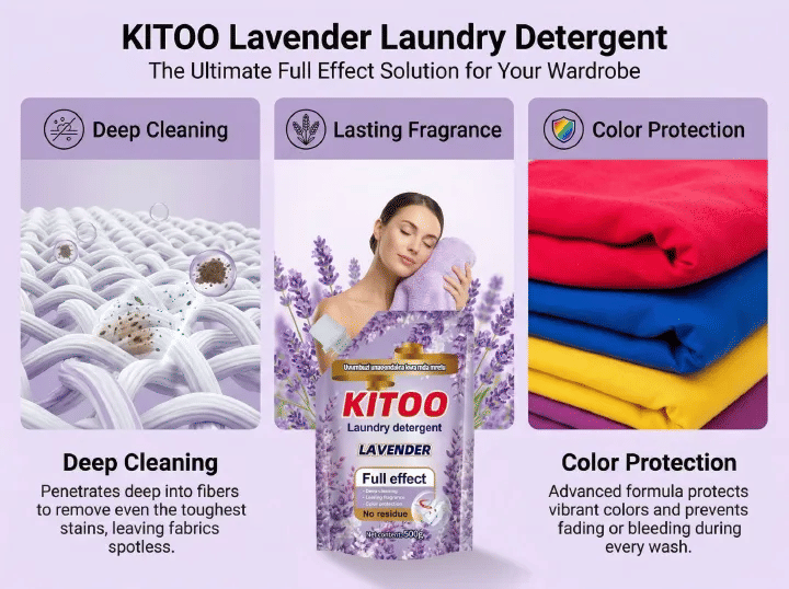 Kitoo Lavender Liquid Detergent 16.9fl oz Stain Removal Laundry Soap
