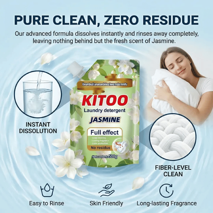 Kitoo Jasmine Liquid Detergent 16.9fl oz Stain Removal Laundry Soap