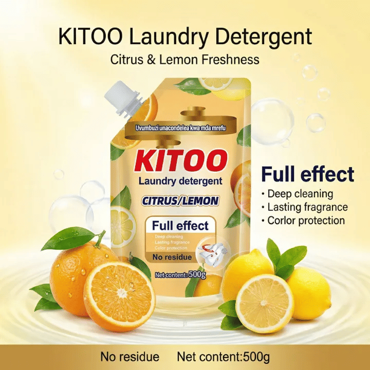 Kitoo Lemon Laundry Detergent 16.9fl oz Deep Clean Liquid Stain Remover Yellow