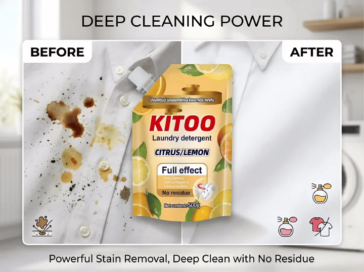 Kitoo Lemon Laundry Detergent 16.9fl oz Deep Clean Liquid Stain Remover Yellow