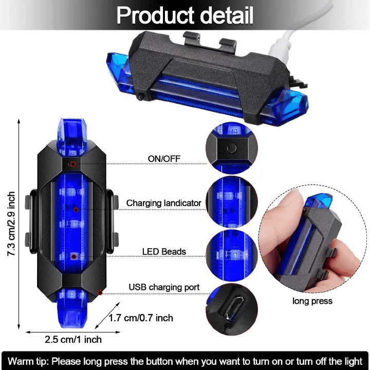 USB Rechargeable Bike Tail Light LED Taillight 4 Modes Safety Warning Cycling Portable Night Riding Equipment Red
