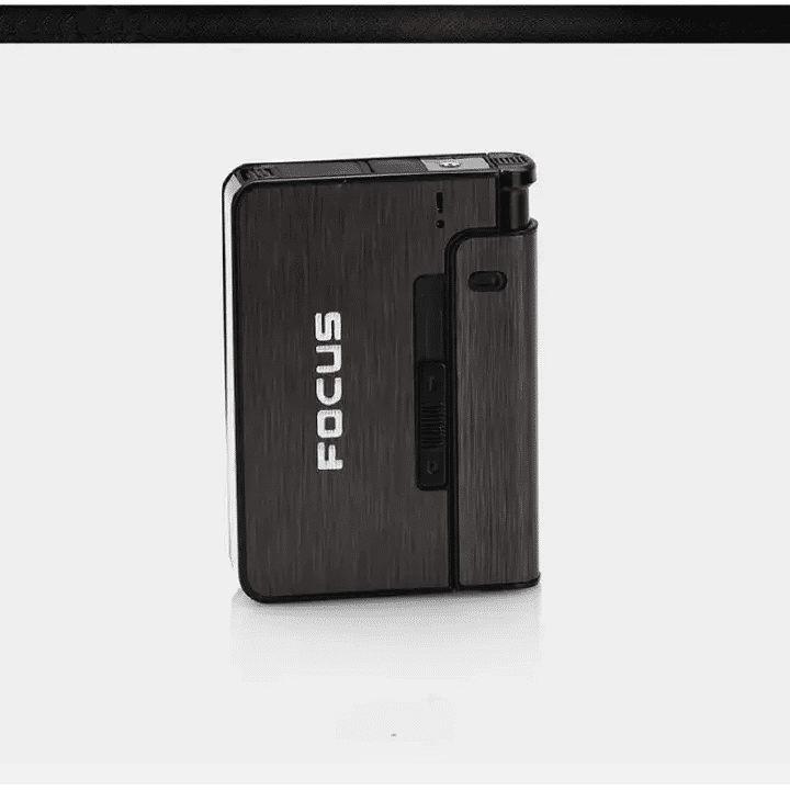 Automatic Cigarette Case Metal Box 10pcs Holder Gadget Lighter