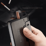 Automatic Cigarette Case Metal Box 10pcs Holder Gadget Lighter