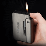 Automatic Cigarette Case Metal Box 10pcs Holder Gadget Lighter