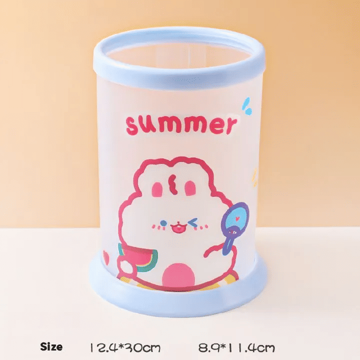 Cartoon Folding Pen Holder DIY Stationery Organizer for Kids Office Decor Blue