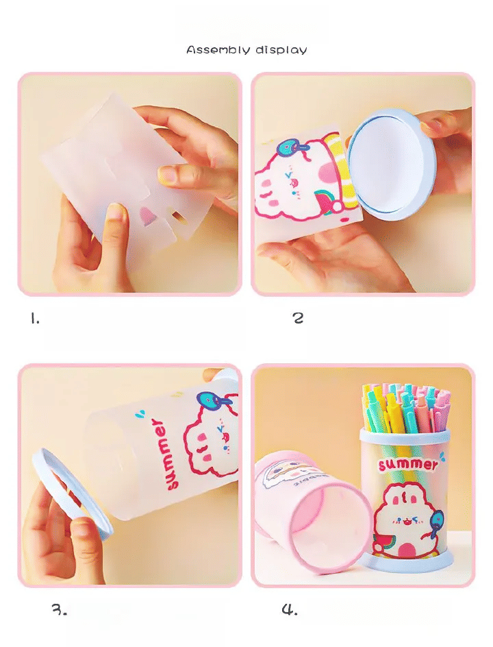 DIY Creative Cartoon Folding Pen Holder Multifunctional Desk Organizer Multi