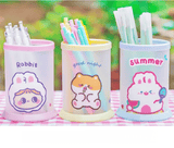 Cartoon Folding Pen Holder DIY Stationery Organizer for Kids Office Decor Blue