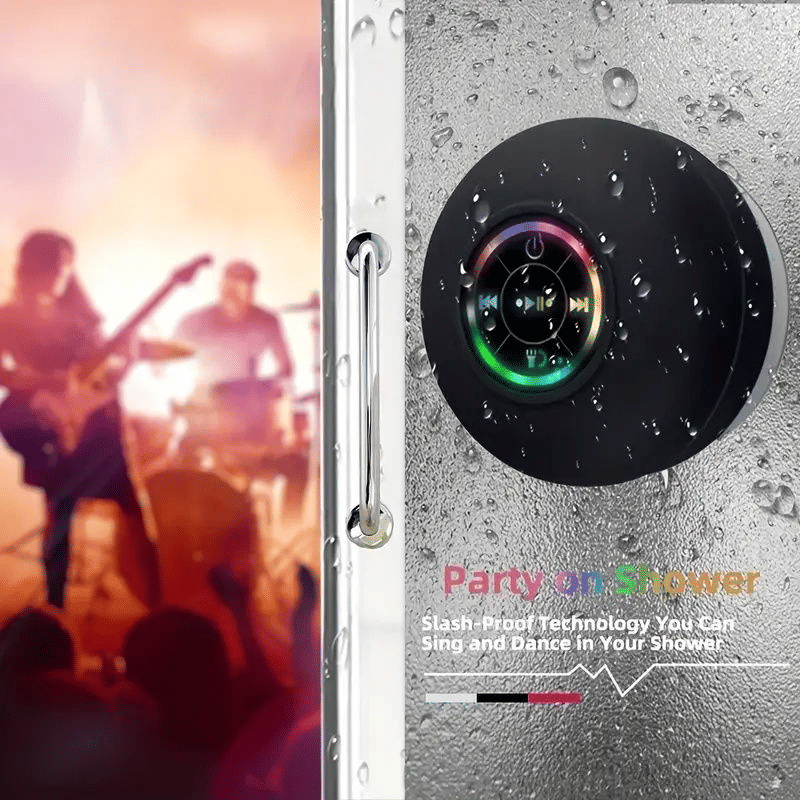 IPX4 Waterproof Mini LED Bathroom Speaker, USB Charging, 5.0 Surround Sound