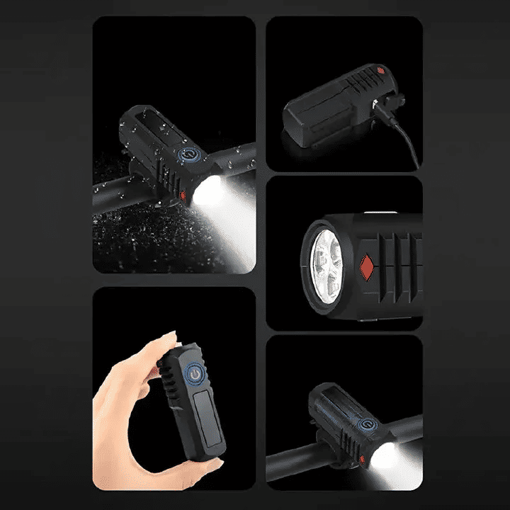 LED USB Rechargeable Bike Headlight And Taillight Set Handlebar Mount High Brightness For Night Riding