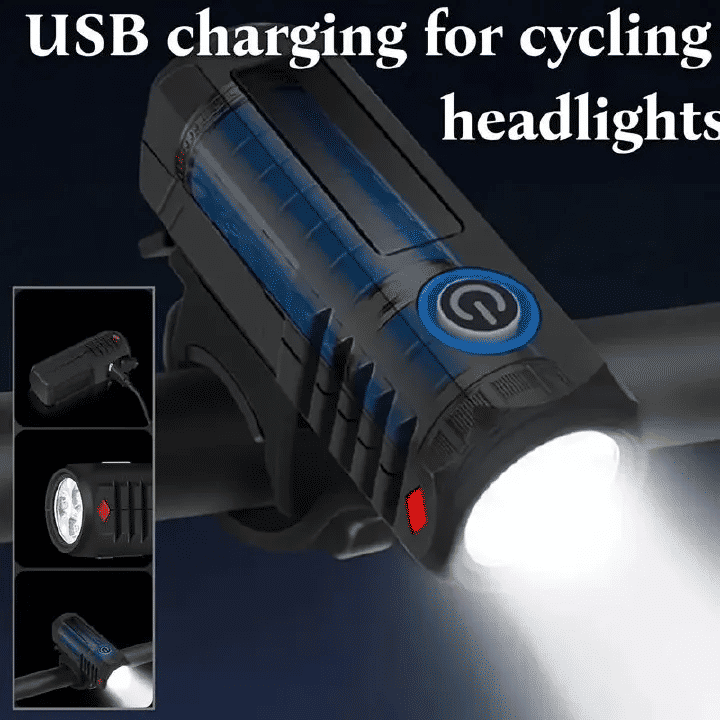 LED USB Rechargeable Bike Headlight And Taillight Set Handlebar Mount High Brightness For Night Riding