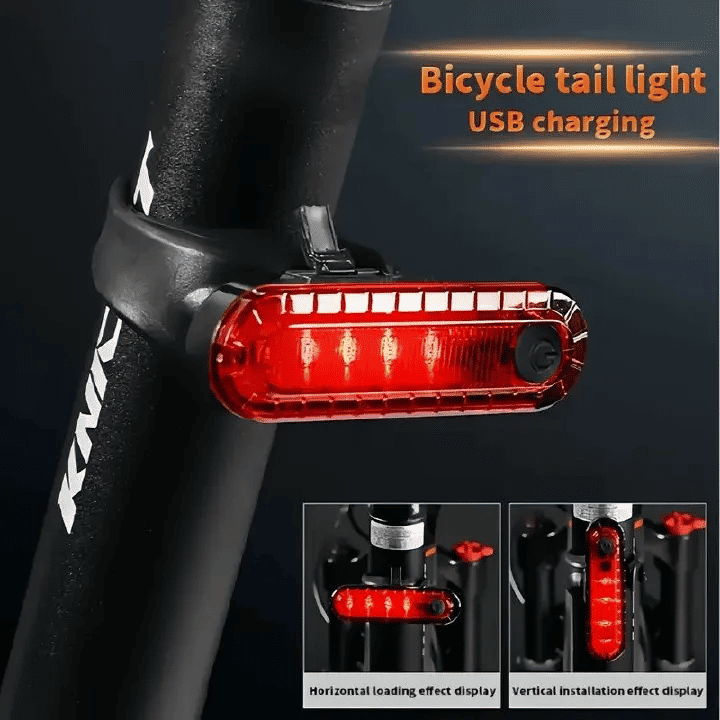 LED USB Rechargeable Bike Headlight And Taillight Set Handlebar Mount High Brightness For Night Riding