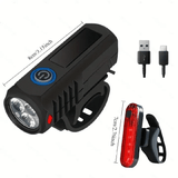 LED USB Rechargeable Bike Headlight And Taillight Set Handlebar Mount High Brightness For Night Riding