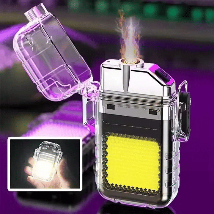 USB Plasma Arc Lighter 3 Modes Flashlight Windproof Waterproof Rechargeable for Camping