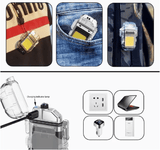USB Plasma Arc Lighter 3 Modes Flashlight Windproof Waterproof Rechargeable for Camping