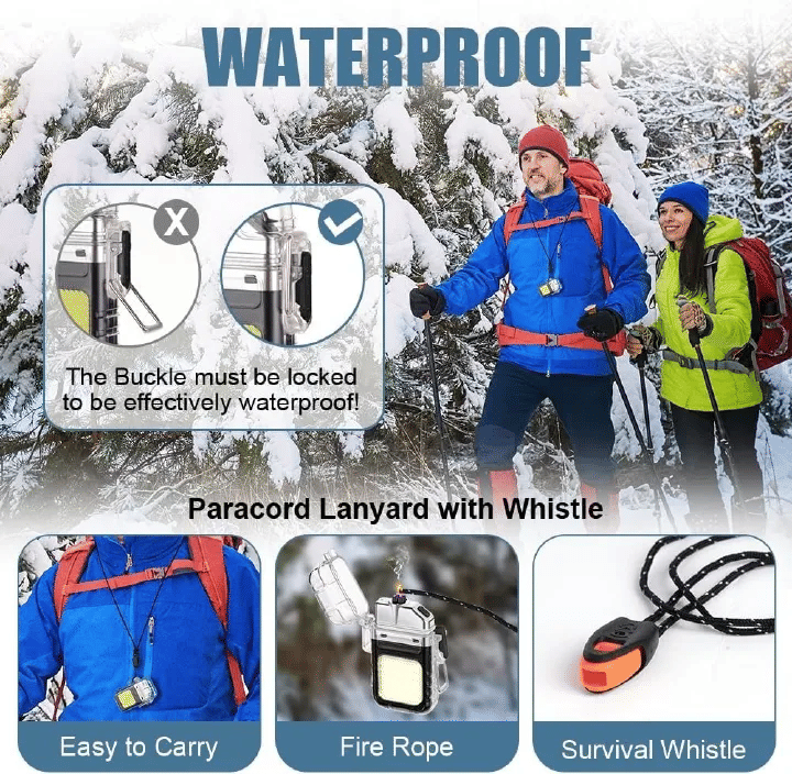 USB Plasma Arc Lighter 3 Modes Flashlight Windproof Waterproof Rechargeable for Camping