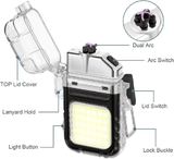 USB Plasma Arc Lighter 3 Modes Flashlight Windproof Waterproof Rechargeable for Camping