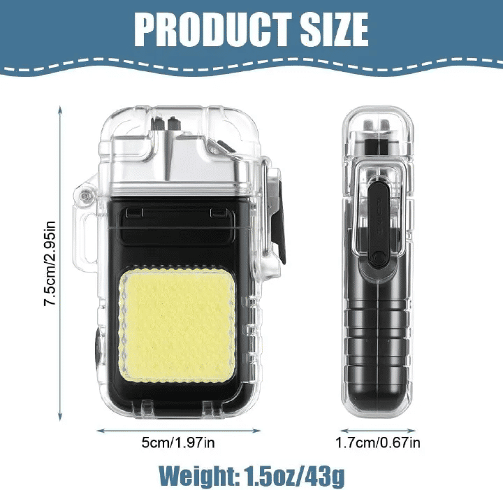 USB Plasma Arc Lighter 3 Modes Flashlight Windproof Waterproof Rechargeable for Camping