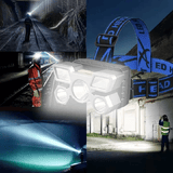 USB Rechargeable Headlamp 5 LED 4 Modes Portable Head Flashlight for Camping Blue
