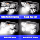 USB Rechargeable Headlamp 5 LED 4 Modes Portable Head Flashlight for Camping Blue