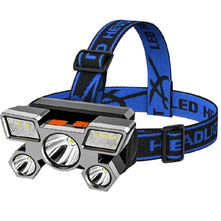 USB Rechargeable Headlamp 5 LED 4 Modes Portable Head Flashlight for Camping Blue