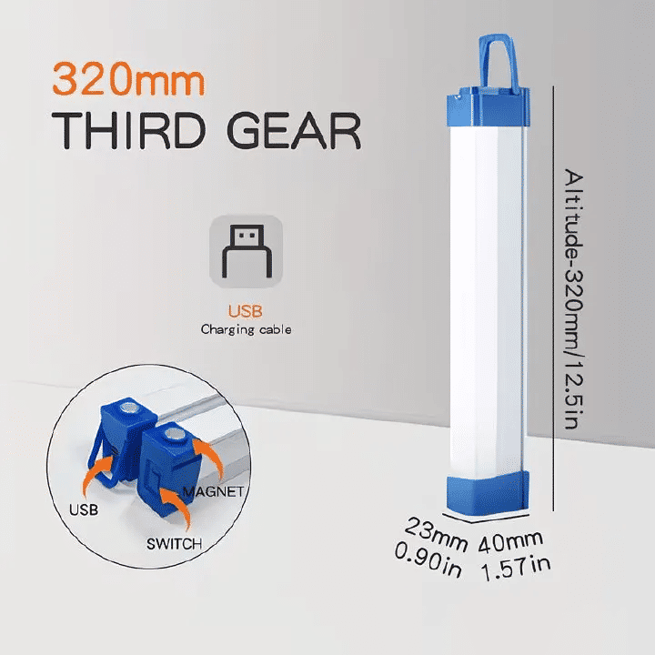 32cm Compact LED Lantern Rechargeable USB Camping Emergency High Brightness Magnetic Base