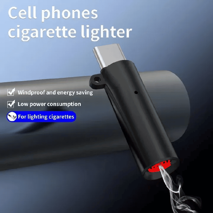 USB C Lighter 2.12in Flameless Portable Travel Accessory Black