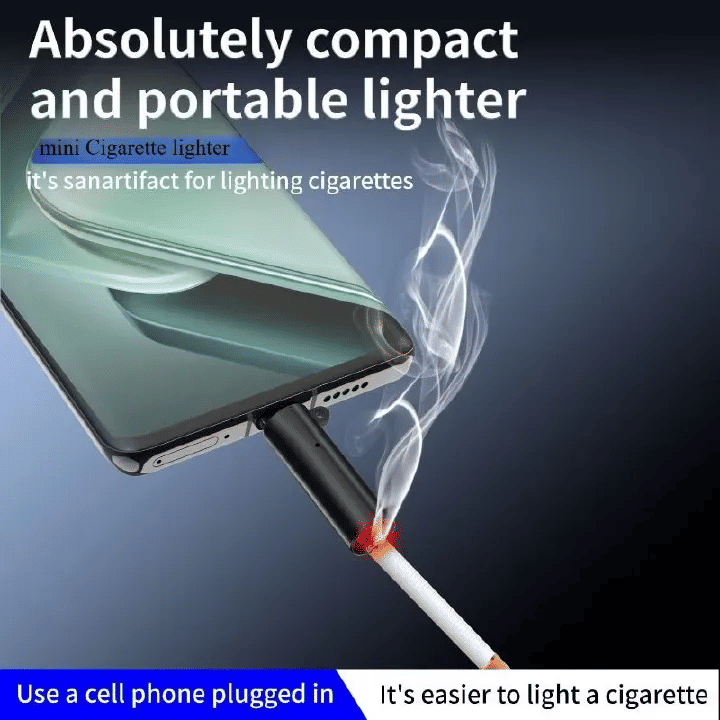 USB C Lighter 2.12in Flameless Portable Travel Accessory Black