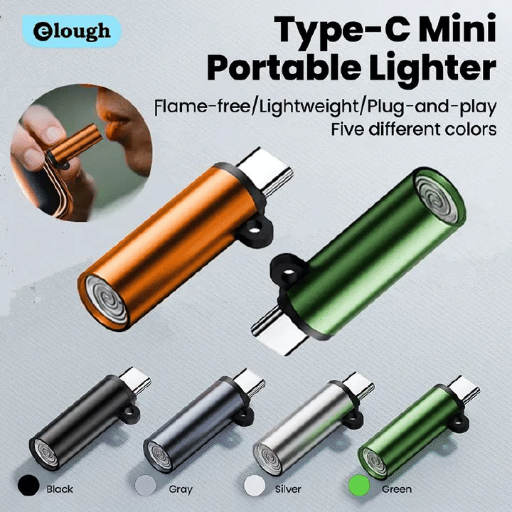 USB C Lighter 2.12in Flameless Portable Travel Accessory Black