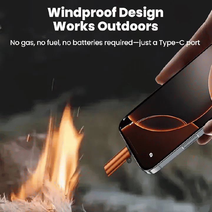 USB C Lighter 2.12in Flameless Portable Travel Accessory Black