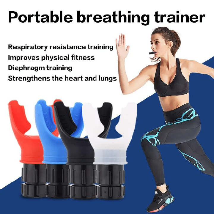 Portable Lung Breathing Exerciser Adjustable Resistance Respiratory Trainer Black