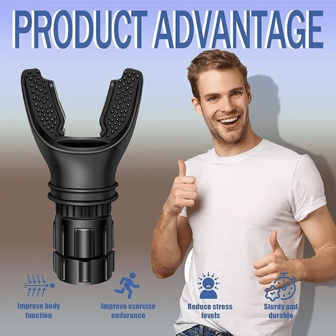 Portable Lung Breathing Exerciser Adjustable Resistance Respiratory Trainer Black