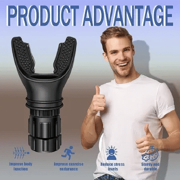 Portable Lung Breathing Exerciser Adjustable Resistance Respiratory Trainer Black